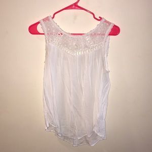 Tank with crochet neckline